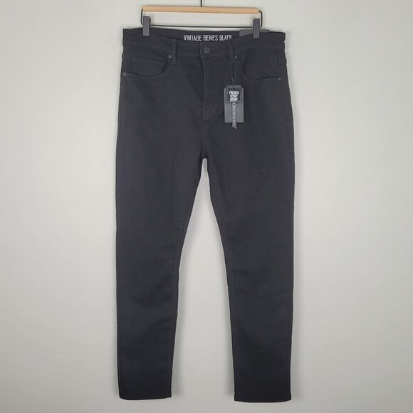 VGB Vintage Genes Black Size 34x30 Slim Fit Stretch French Terry Jeans Black NWT - Picture 1 of 13
